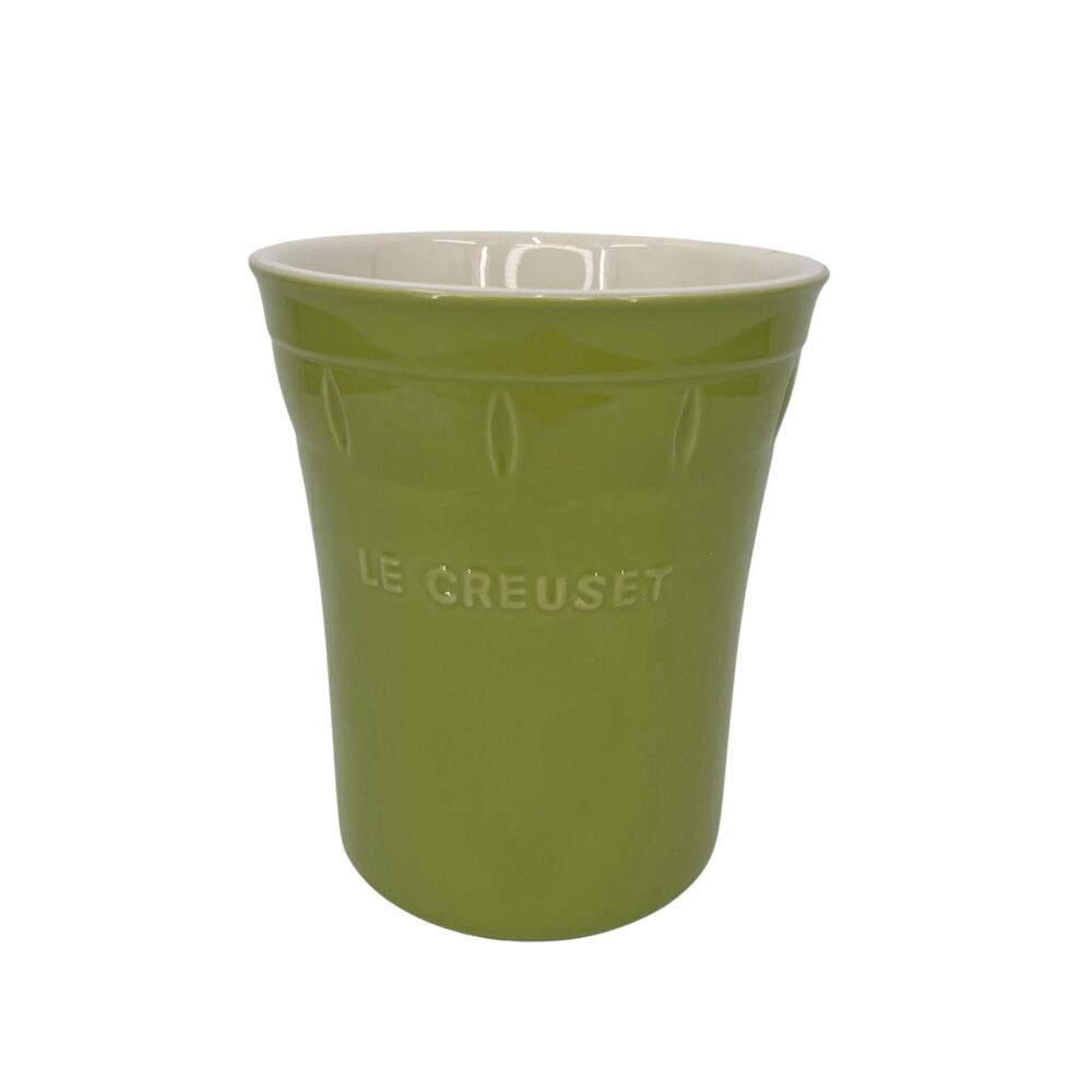 Le Creuset Retired Green Kiwi Utensil Holder Caddy Pot Solid Ceramic 1.5 qt